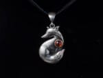 Minimalistic Sitting fox with any stone pendant