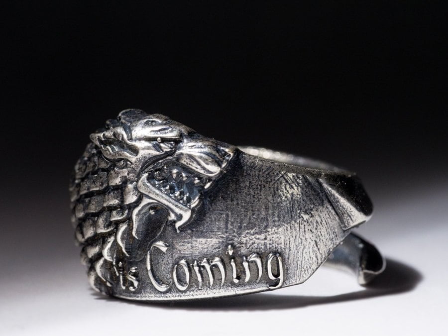 brass handmade adjustable size Game of Thrones House Stark Direwolf Ring 