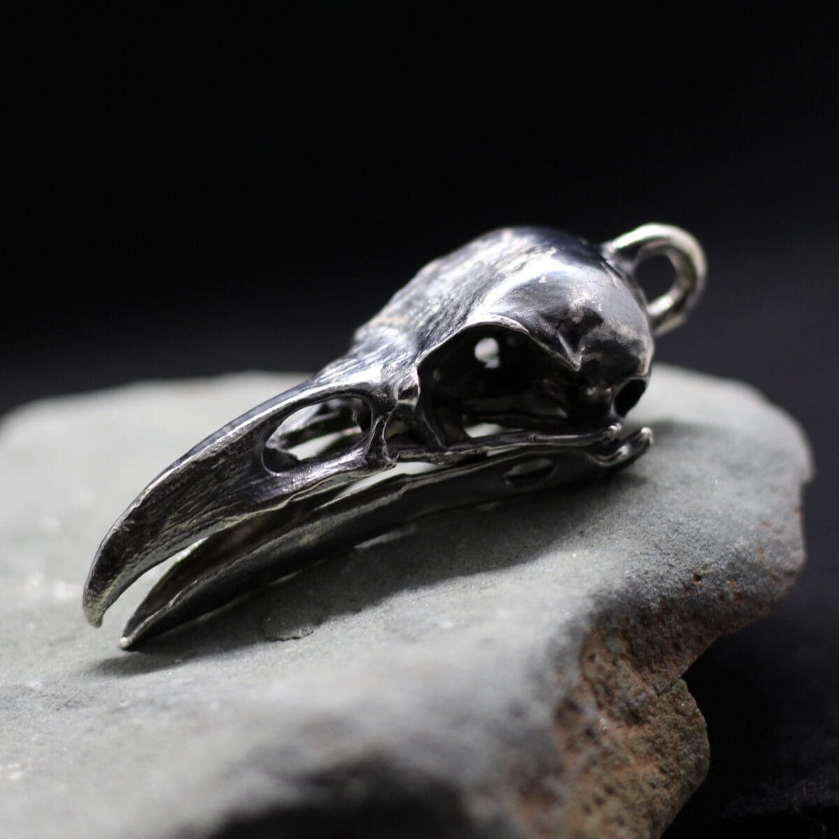 Big anatomically raven crow skull pendant - Image 3