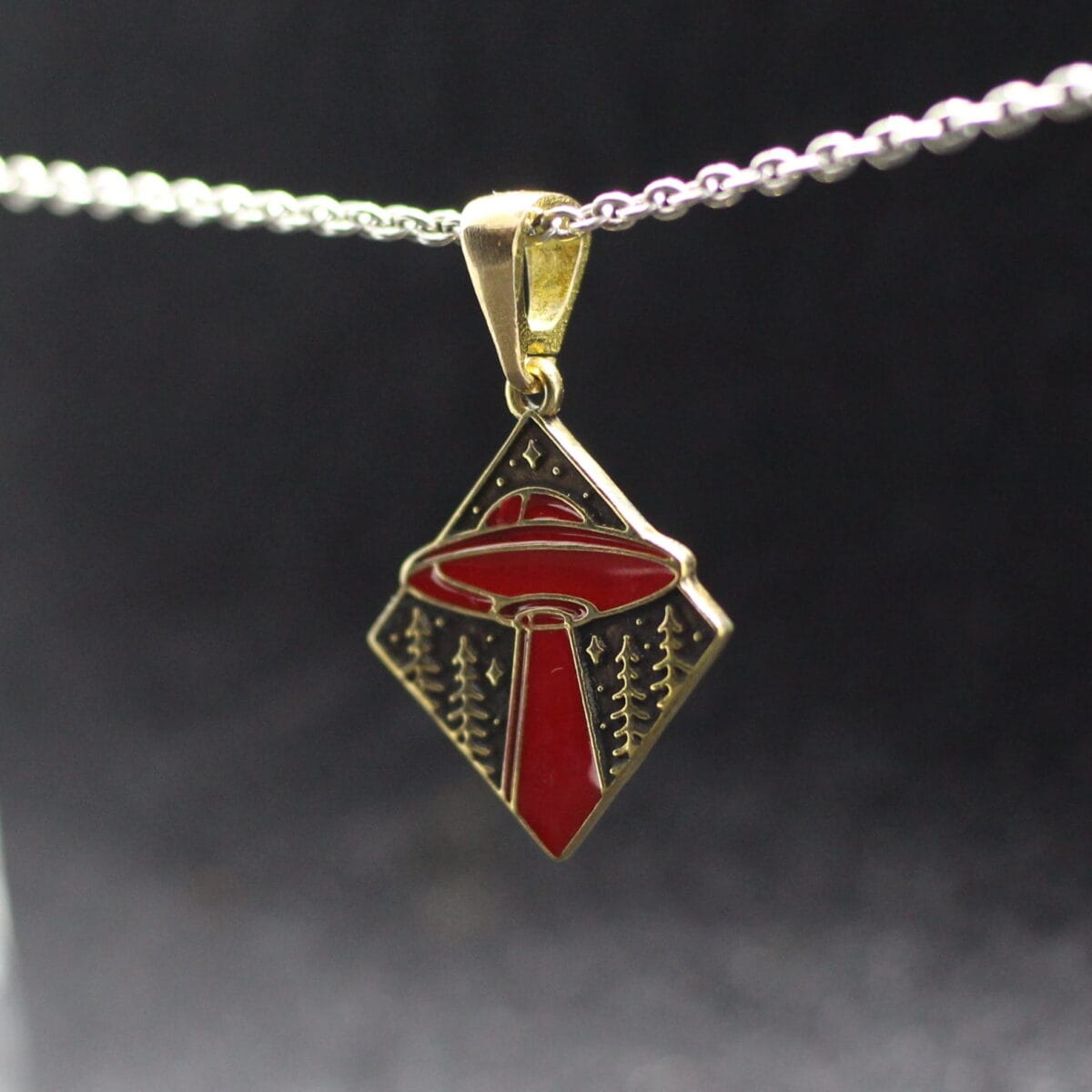 UFO Flying saucer X-files pendant with enamel - Image 2