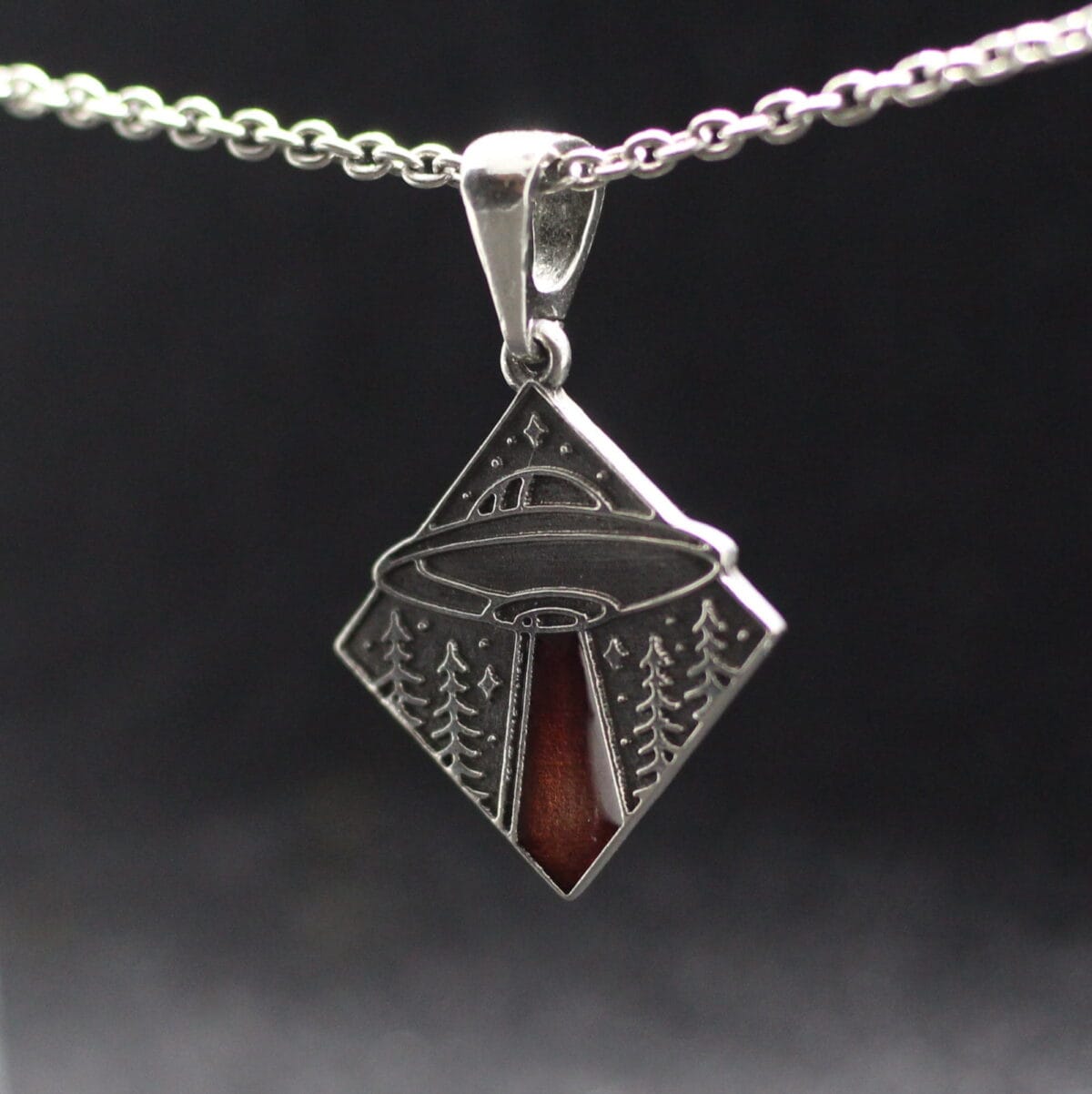 UFO Flying saucer X-files pendant with enamel - Image 4