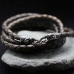 Angry Ram's head Aries leather bracelet