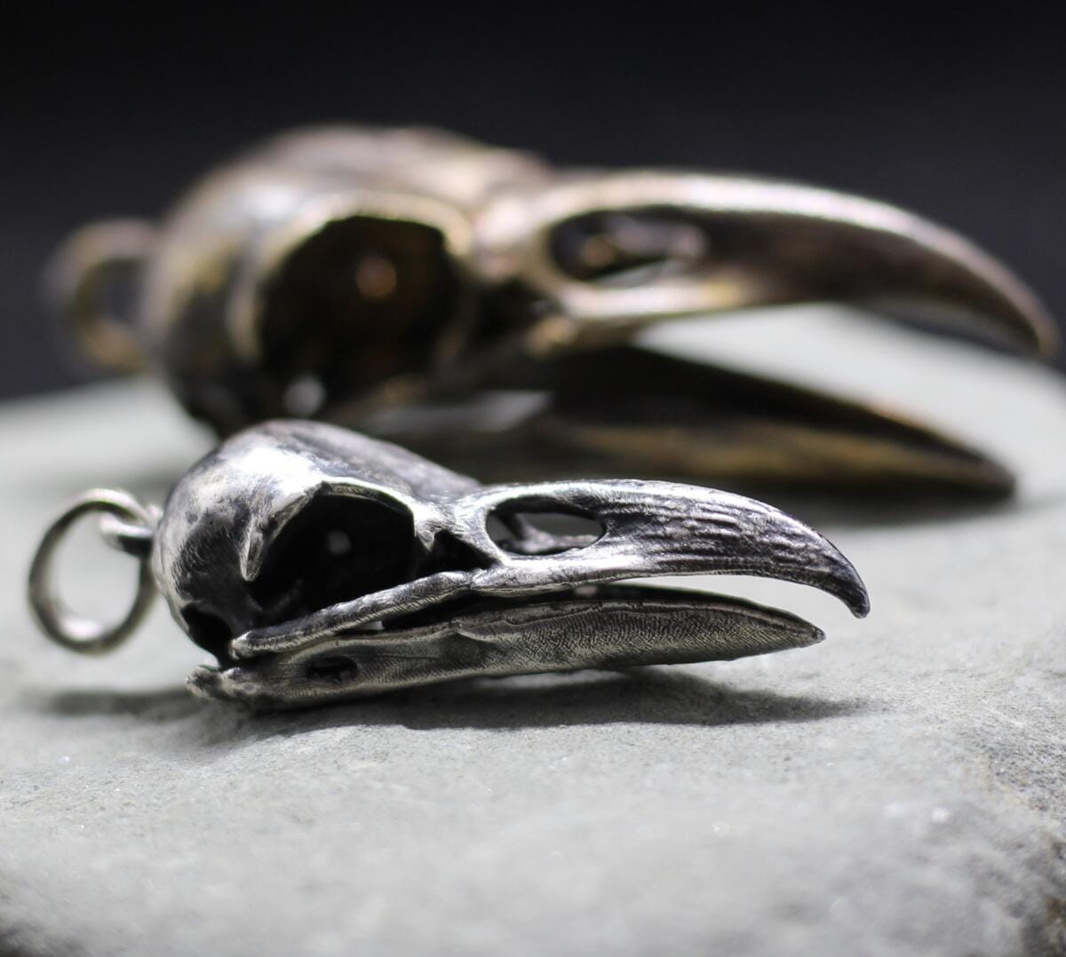 Small anatomically raven crow skull pendant