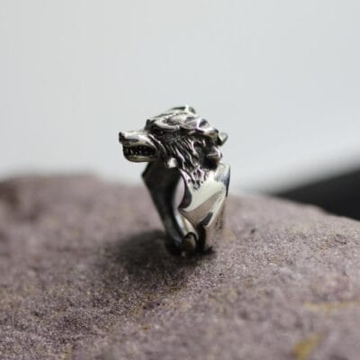 Angry mad head of the dog ring