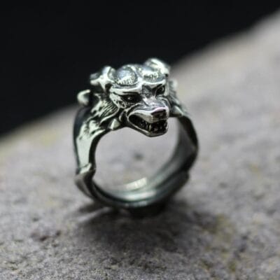 Angry mad head of the dog ring