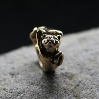 Cute stretching cat adjustible ring