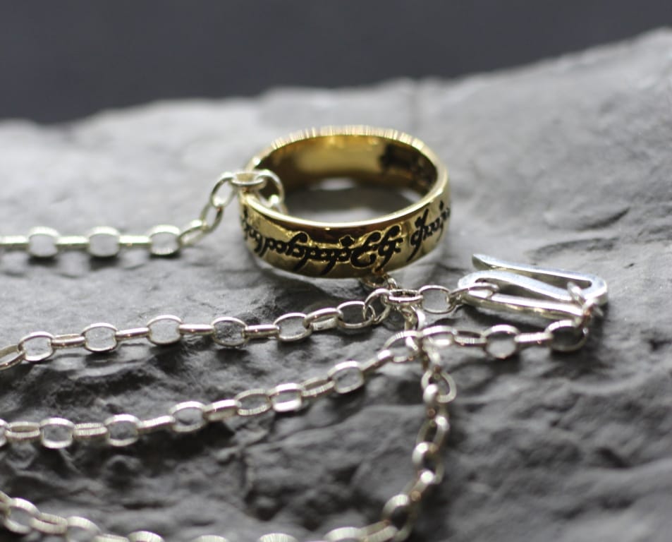 Frodo Baggins one ring silver chain replica jewelry (9) Frodo Beggins One ring silver Chain Thin Option - Image 1